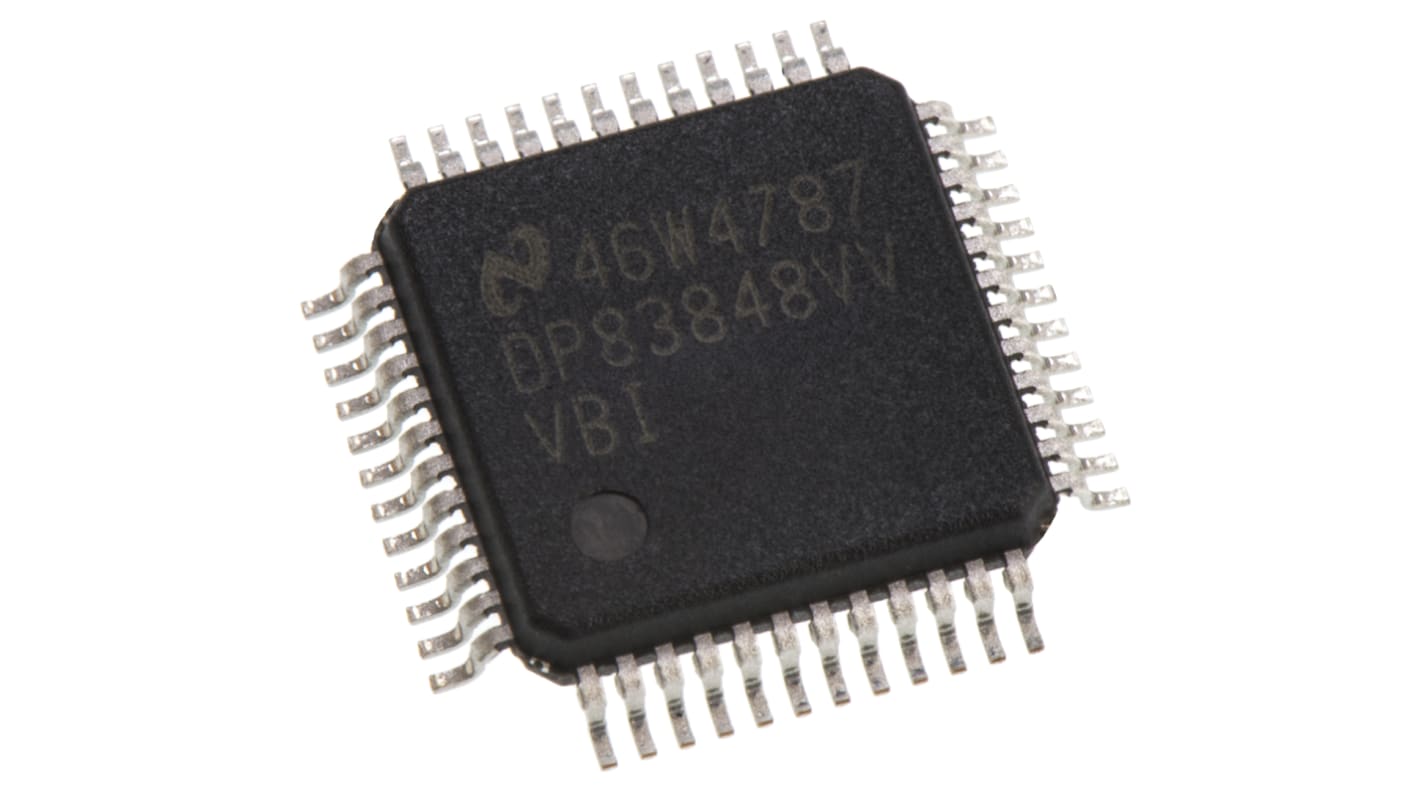 Transceptor Ethernet DP83848IVV/NOPB, 100BASE-TX, 10BASE-T, 1 canales, 3,3 V, Sí, LQFP, 48 pines