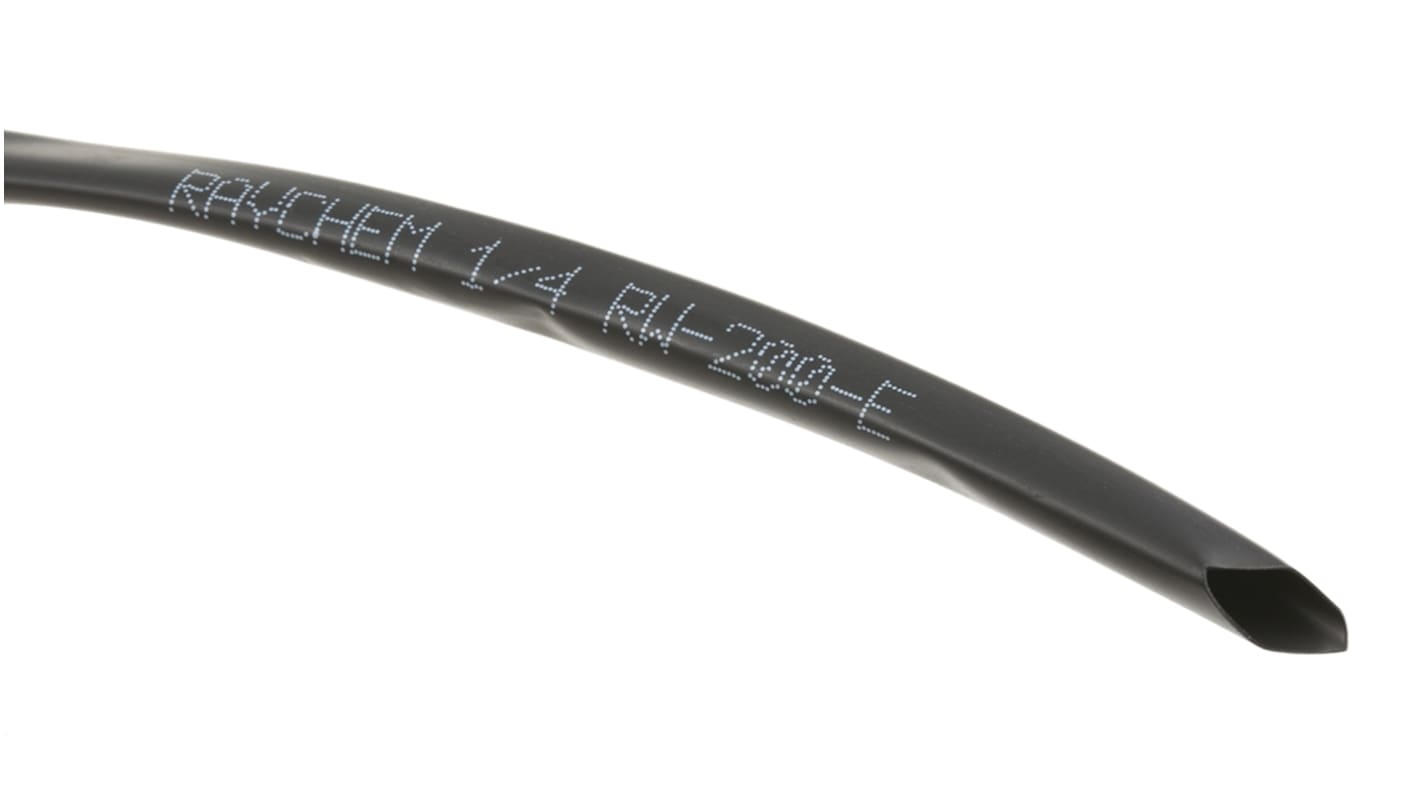 TE Connectivity RW-200 Wärmeschrumpfschlauch, Viton vernetzt Fluoroelastomer Schwarz, Ø 6.4mm Schrumpfrate 2:1, Länge 8m