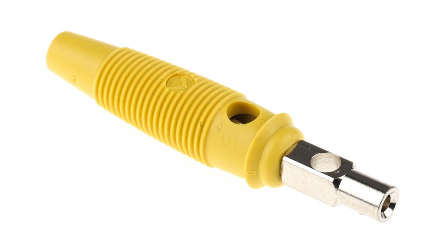 Hirschmann 4 mm Bananenstecker Gelb, Kontakt vernickelt, 60V dc / 16A, Schraubanschluss