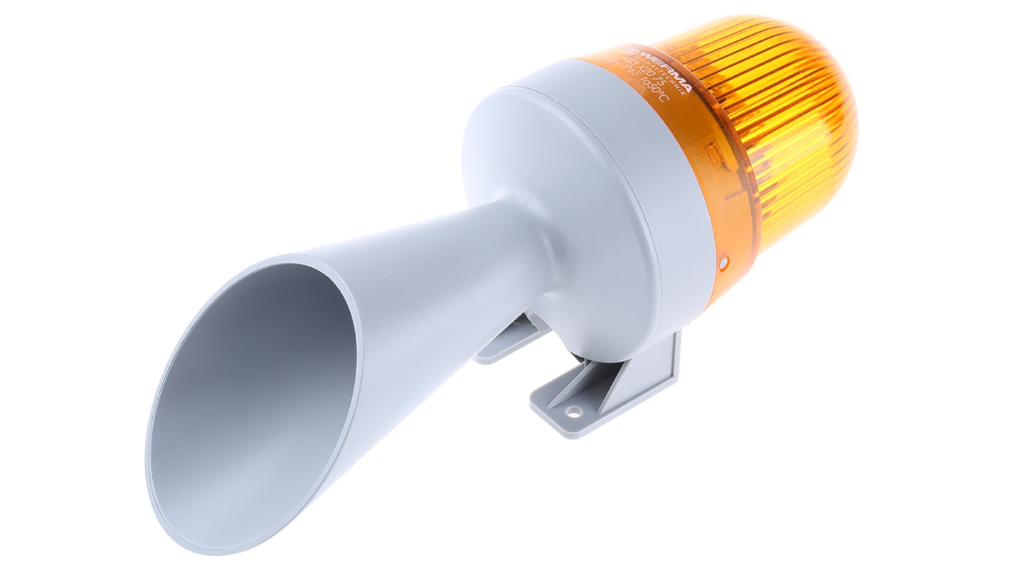 Werma 425 Series Yellow Horn Beacon, 24 V ac/dc, IP65, Surface Mount, 98dB at 1 Metre