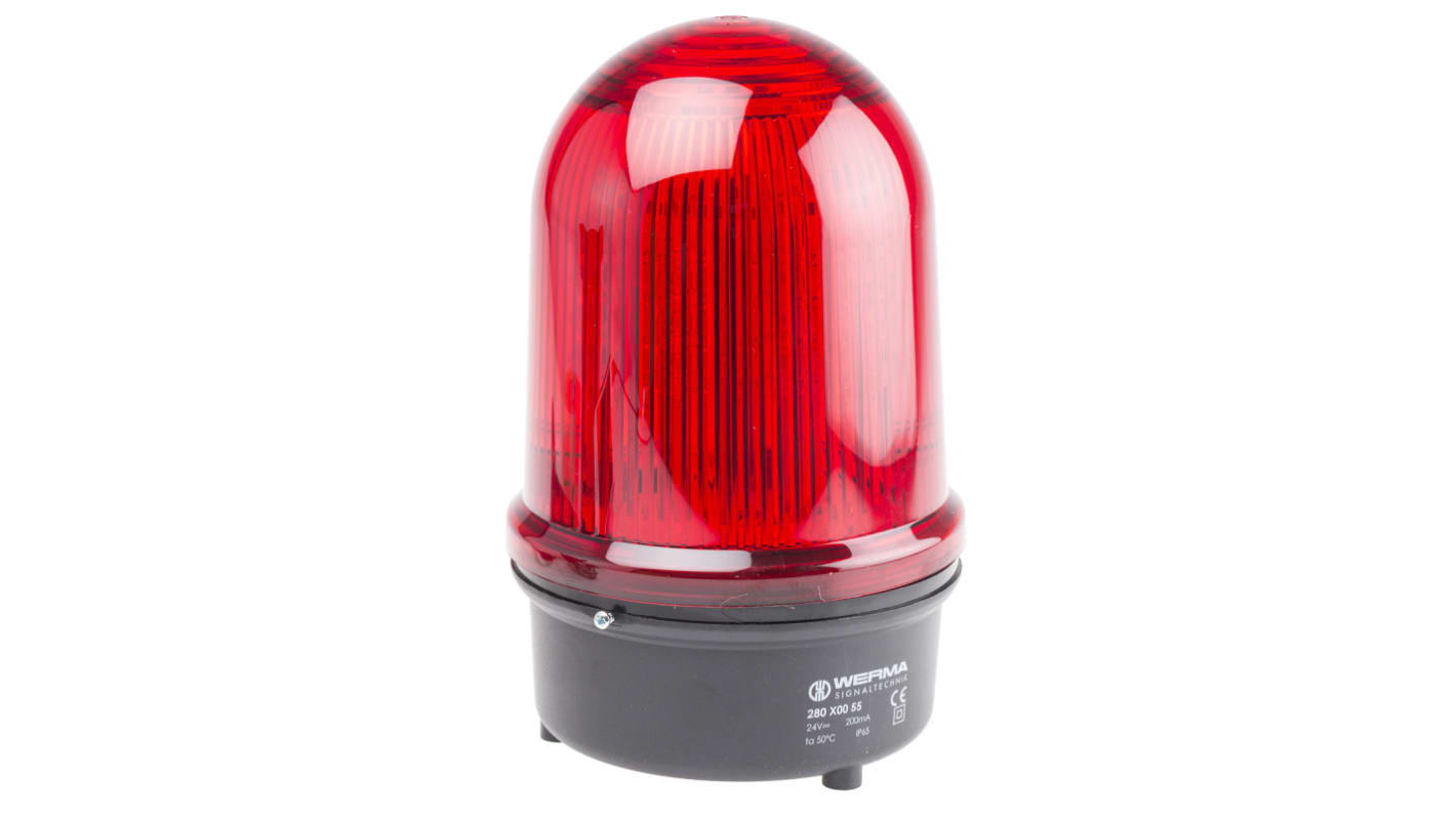 Werma BM 280 Series Red Steady Beacon, 12 → 50 V dc, Surface Mount, LED Bulb
