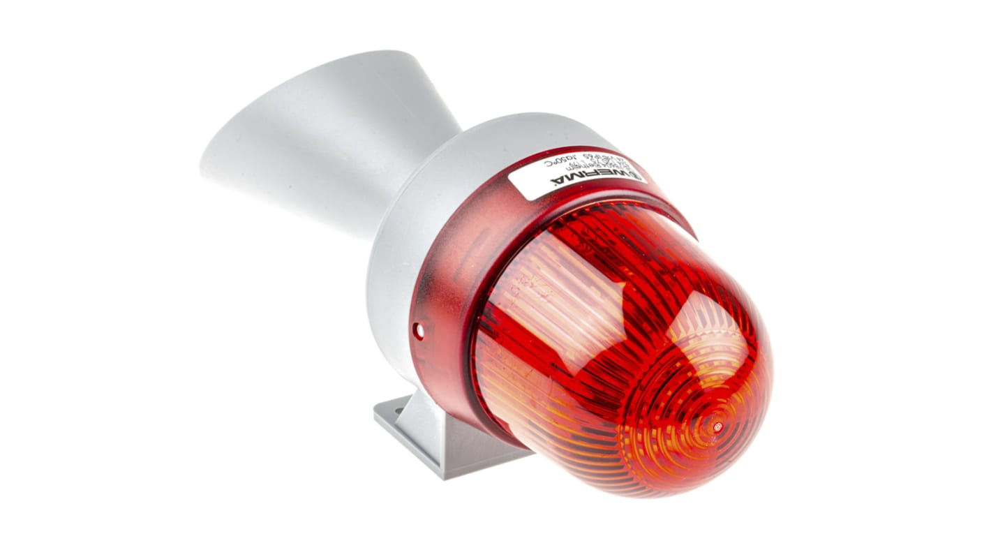 Werma 424 Series Red Horn Beacon, 24 V ac/dc, IP65, Surface Mount, 98dB at 1 Metre