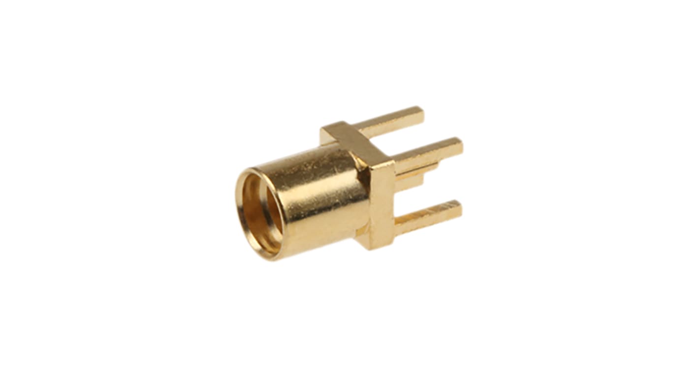 Conector coaxial RS PRO, Hembra, Recto, Impedancia 50Ω, Montaje en PCB, Terminación de Soldador, 0 to 6GHz, Oro