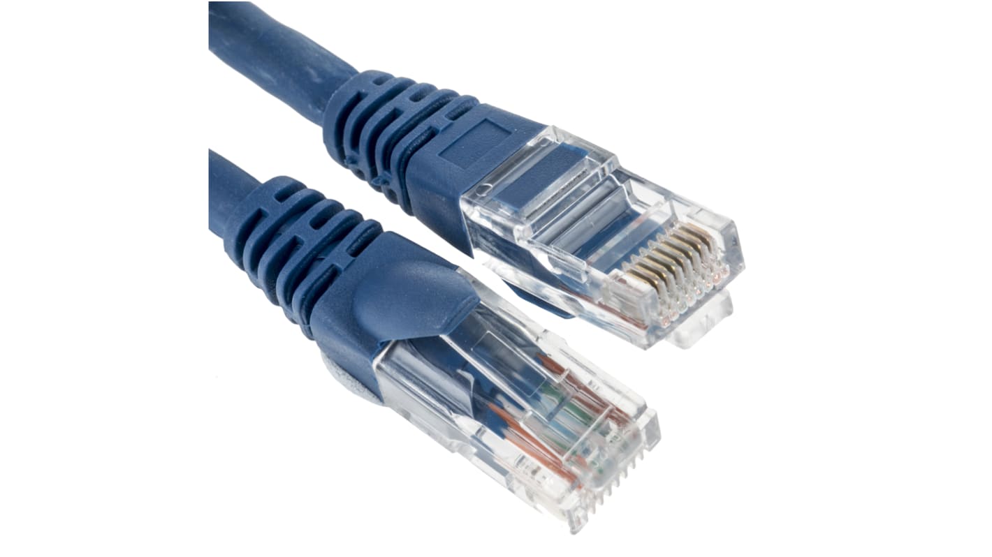 RS PRO Cat5e Male RJ45 to Male RJ45 Ethernet Cable, U/UTP, Blue LSZH Sheath, 3m