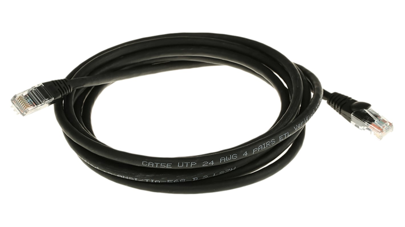 Cable Ethernet Cat5e U/UTP RS PRO de color Negro, long. 3m, funda de LSZH