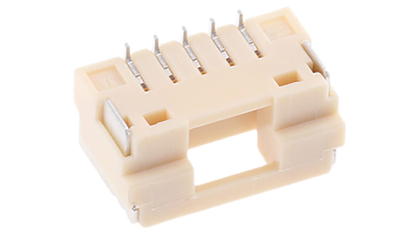 Conector hembra para PCB Ángulo de 90° Molex serie CLIK-Mate 502386, de 5 vías en 1 fila, paso 1.25mm, 50 V, 12A,
