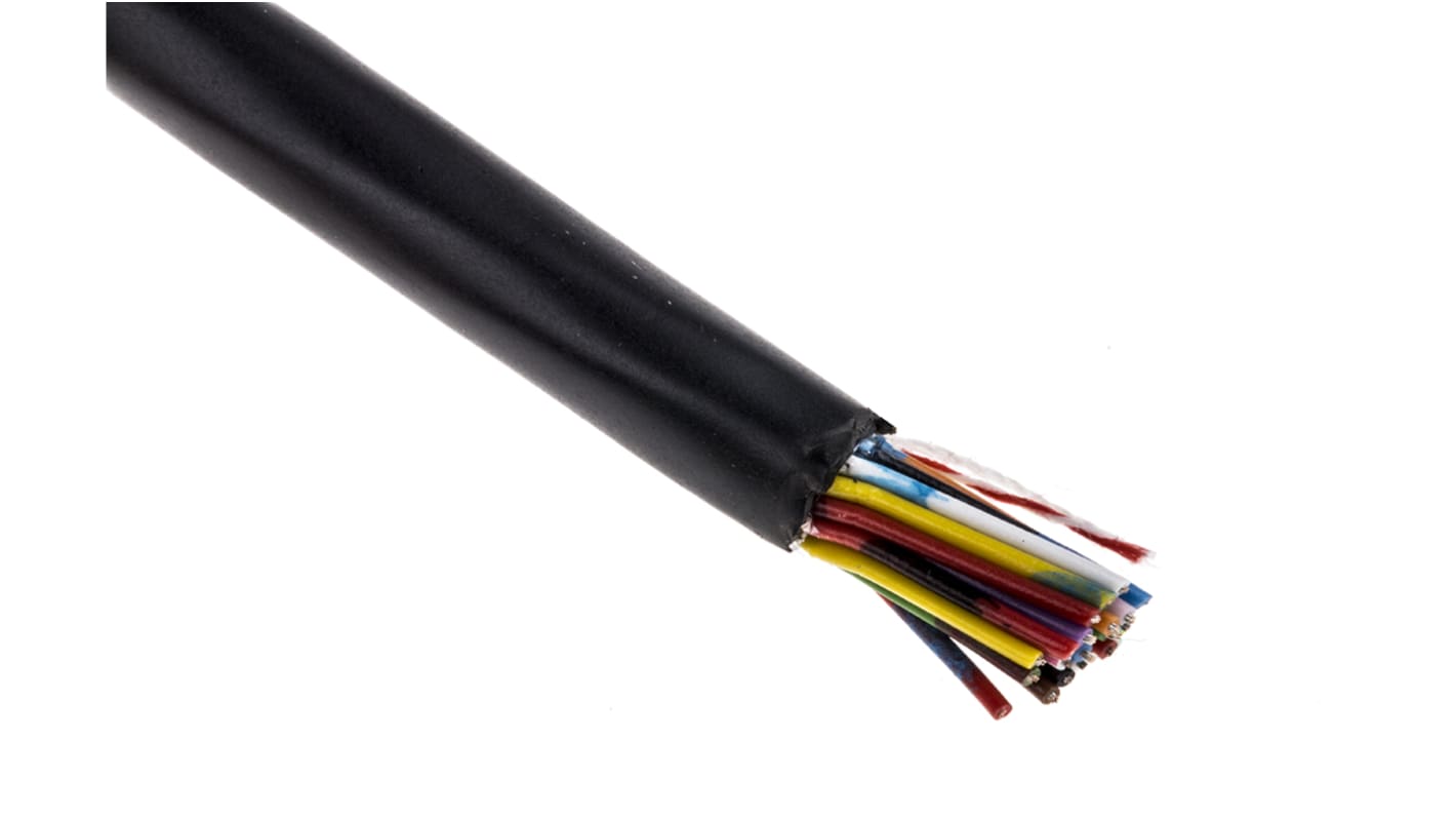 RS PRO Data Cable, 0.055 mm², 25 Cores, 30 AWG, Unscreened, 100m, Black Sheath