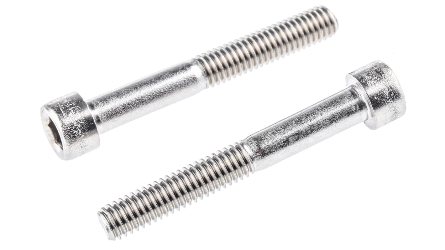 RS PRO Plain Stainless Steel Hex Socket Cap Screw, DIN 912, M6 x 45mm