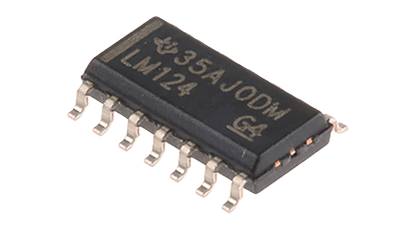 Texas Instruments オペアンプ, 表面実装, 4回路, ±2電源, 単一電源, LM124DR