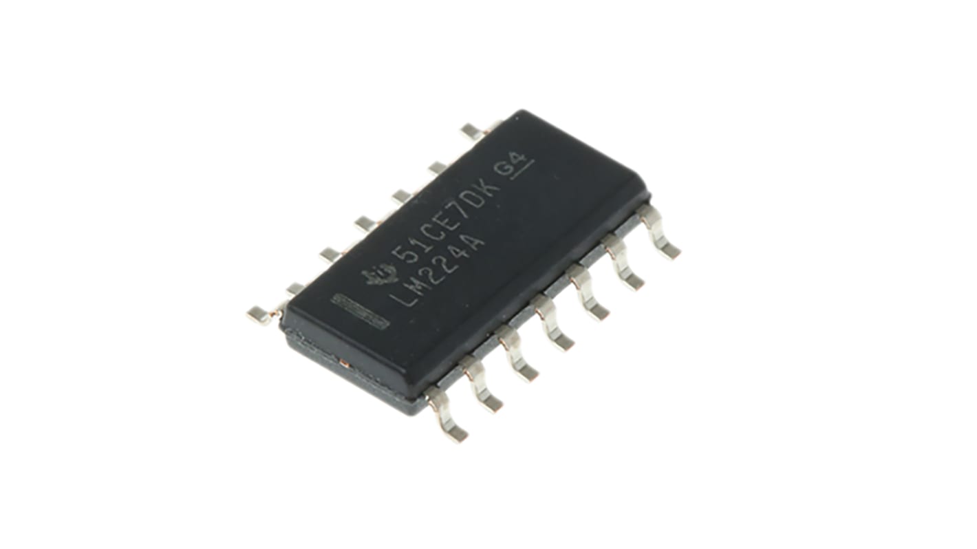 Amplificateur opérationnel Texas Instruments, montage CMS, alim. Simple, Double, SOIC Précision 4 14 broches