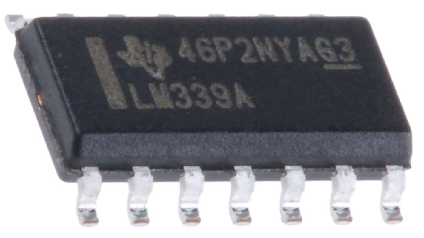 Texas Instruments コンパレータ, 3 → 28 V, オープンコレクタ出力 表面実装, 14-Pin SOIC