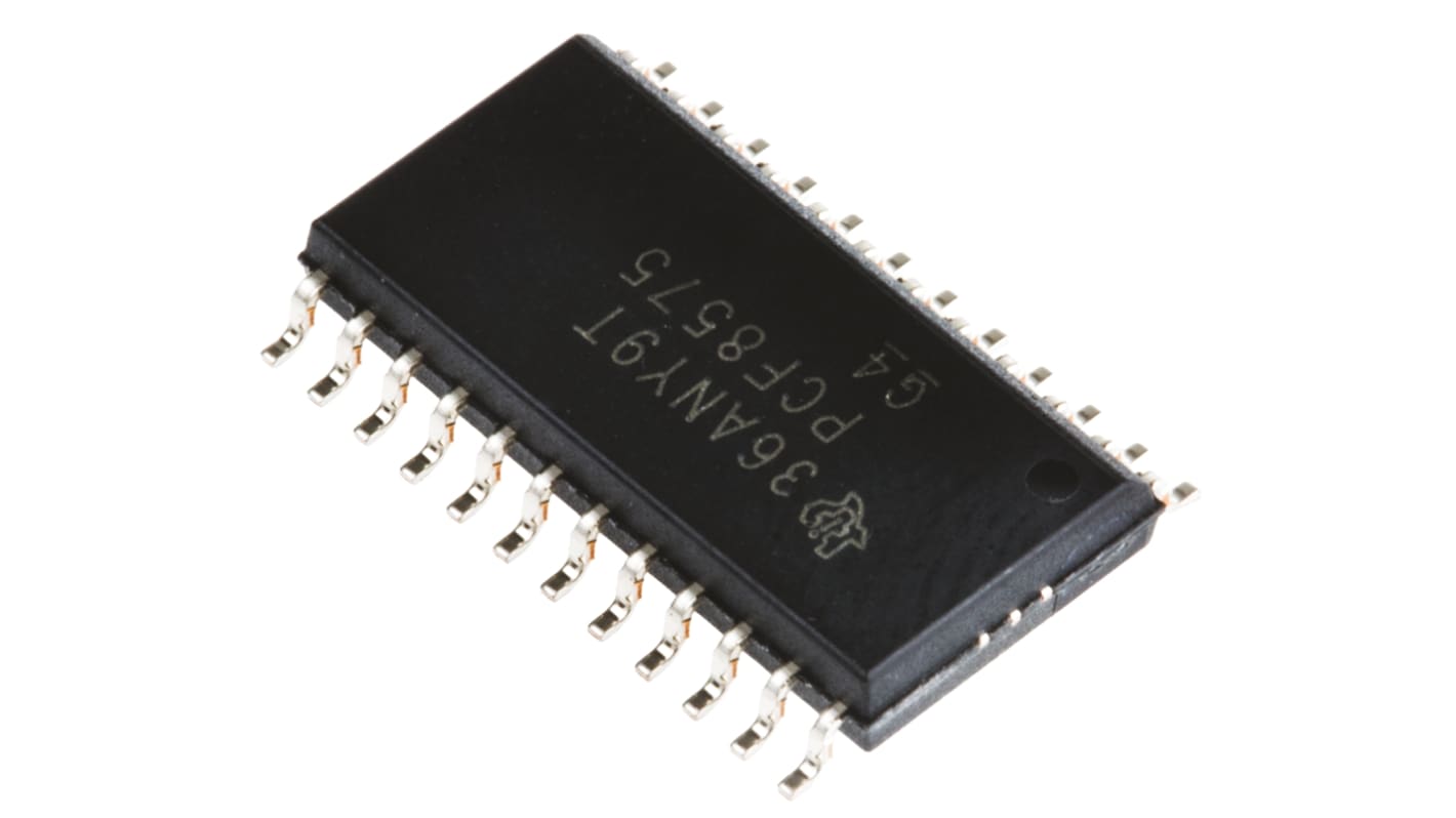 Expansor de E/S, PCF8575DW, 16 canales, I2C, SMBus, SOIC, 400kHz, 24 pines