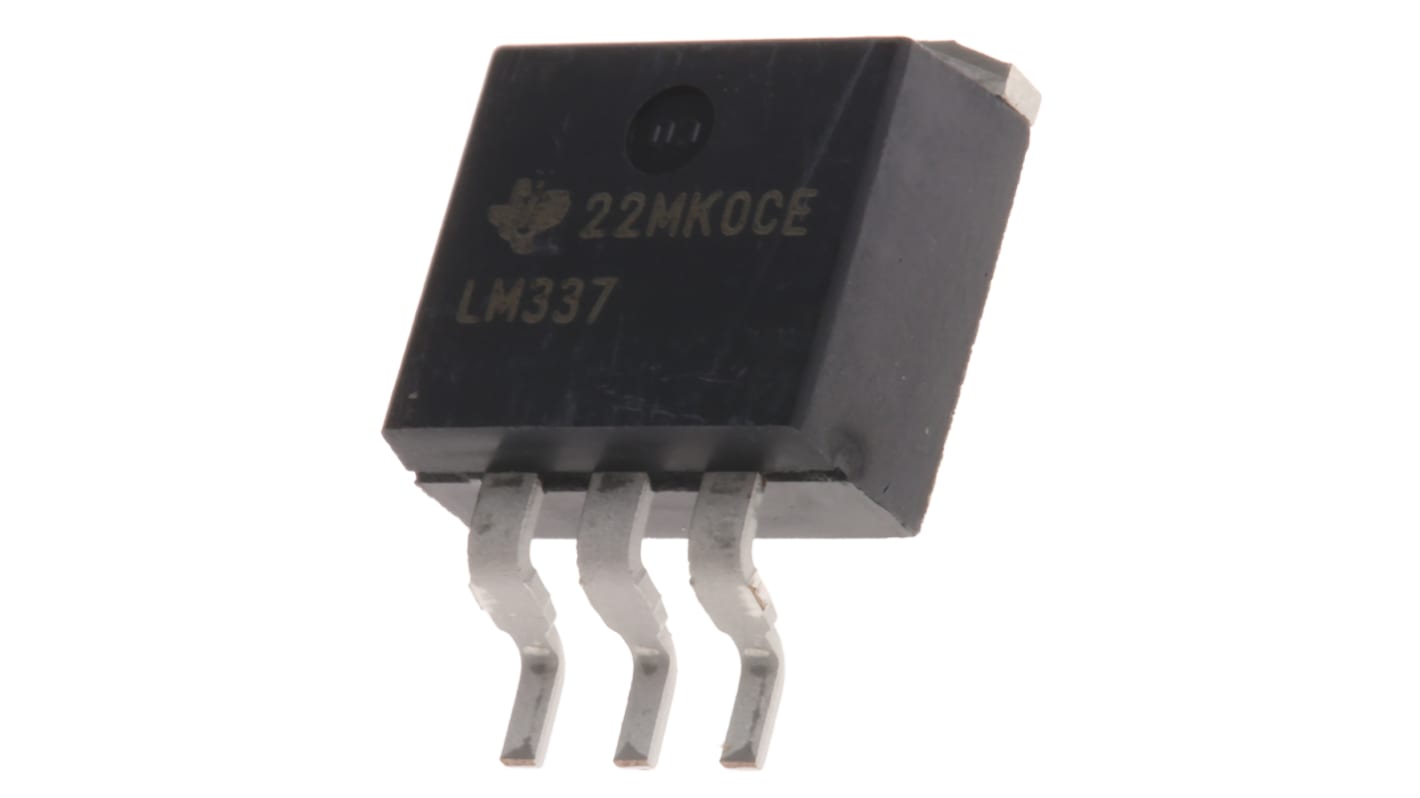 Regulador de tensión LM337KTTR, 1.5A D2PAK (TO-263), 3 pines, Ajustable