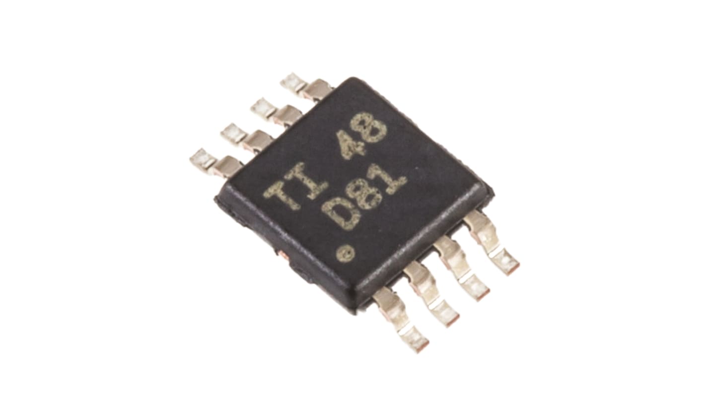 Texas Instruments DAC8551IDGKT DAC, 16 bit-, 200ksps ±0.5%FSR Soros (SPI/QSPI/Microwire), 8-tüskés MSOP