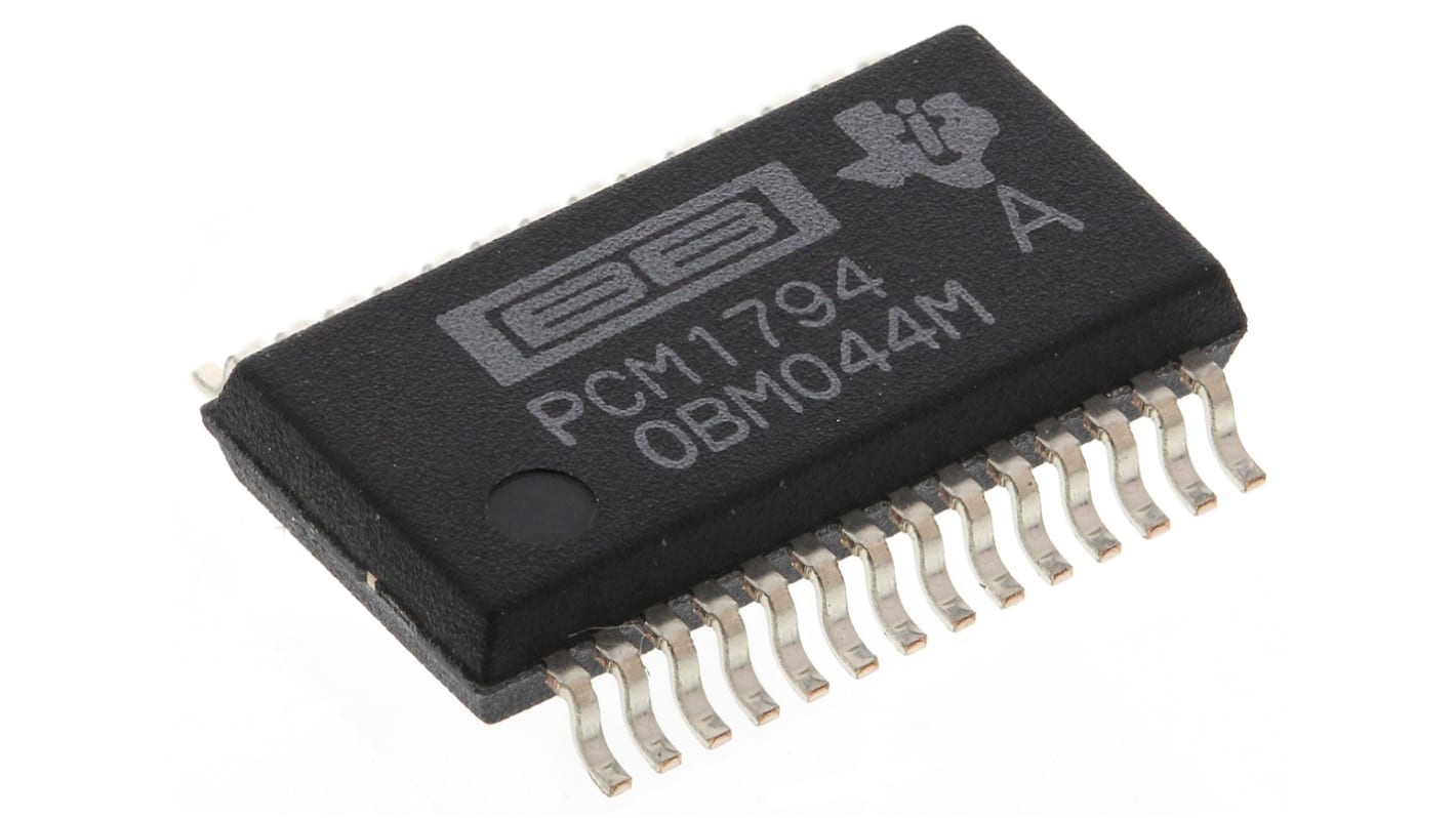 Convertidor de audio DAC PCM1794ADB, 24 bits, 192ksps 6%FSR Dual SSOP, 28 pines, Serie (SPI)