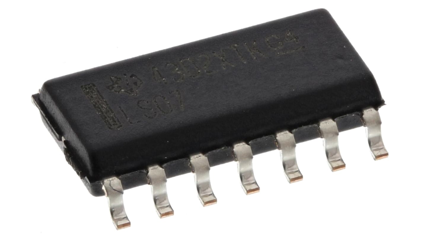 Texas Instruments SN74LS07DR Hex-Channel Buffer & Line Driver, Open Collector, 14-Pin SOIC