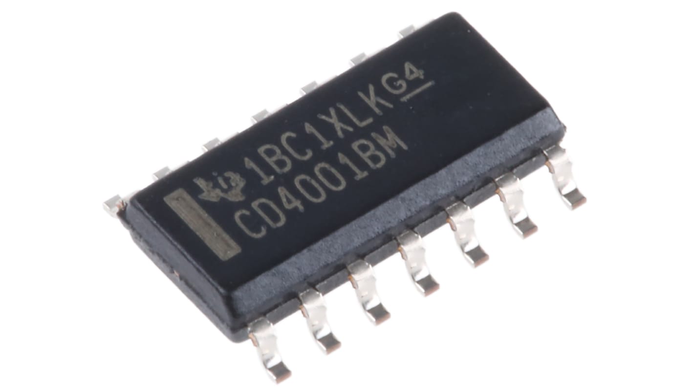 NOR: Puerta lógica, CD4001BM, Quad 4.2mA SOIC 14 pines 2 No