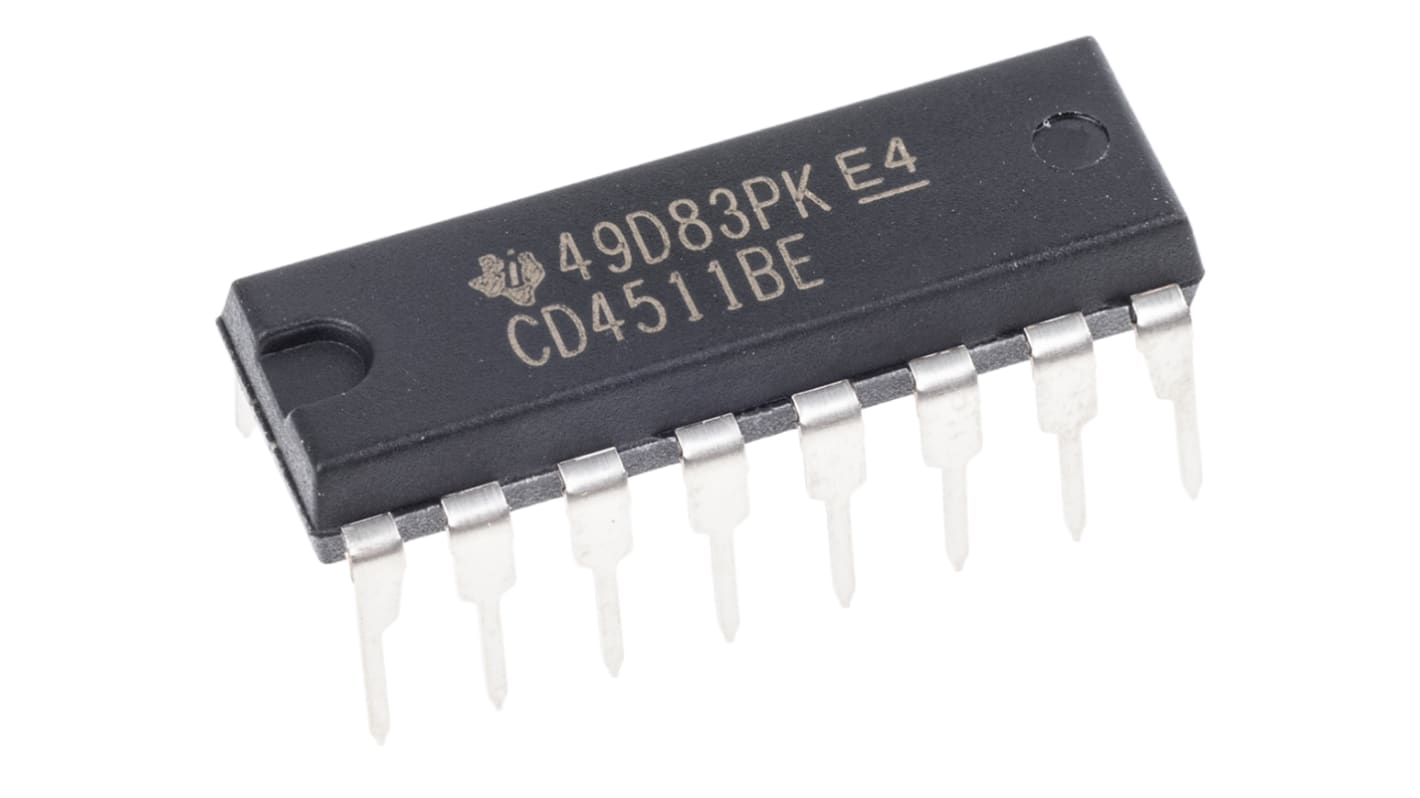 Texas Instruments CD4511BE, Decoder, 16-Pin PDIP