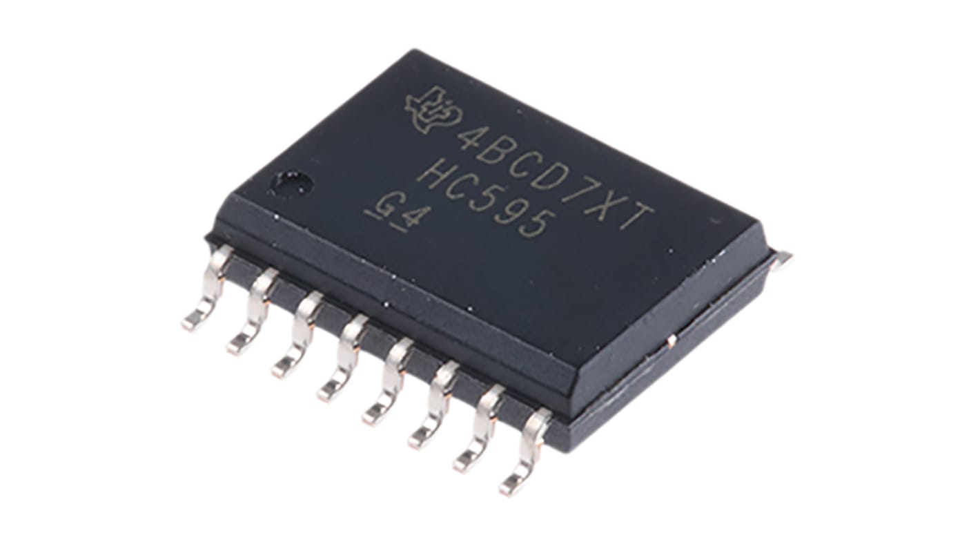 Texas Instruments SN74HC595DW 8-stage Surface Mount Shift Register HC, 16-Pin SOIC