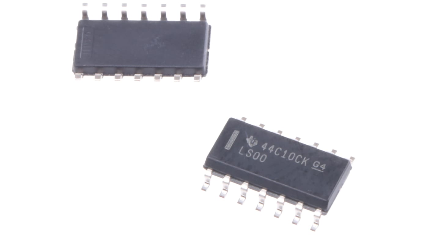 NAND: Puerta lógica, SN74LS00D, LS, Quad 8mA SOIC 14 pines 2 No