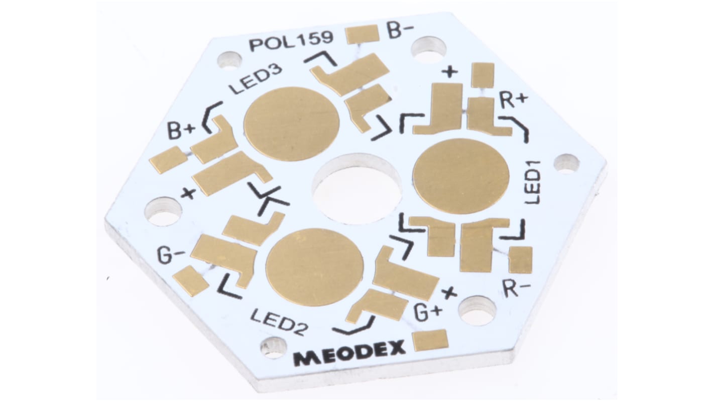 Prototypová deska LED 159 Směšovač barev MCPCB, 3 články, pro použití s: LED diody Luxeon I, LED diody Luxeon III, LED