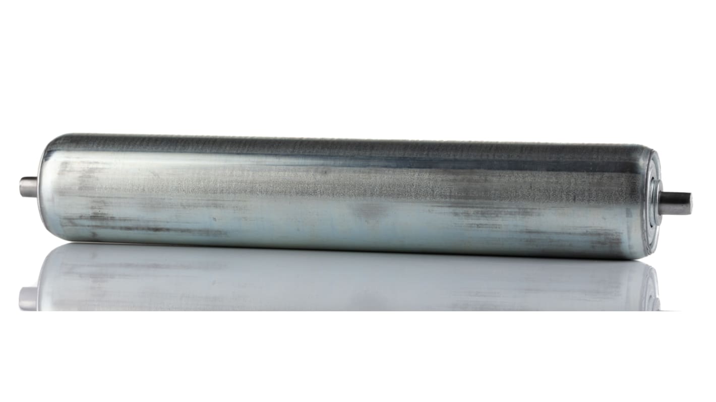 Bosch Rexroth Galvanized Steel Round Conveyor Roller 40mm Dia. x 225mm L, 500N Load Capacity, 8mm Spindle, 246mm