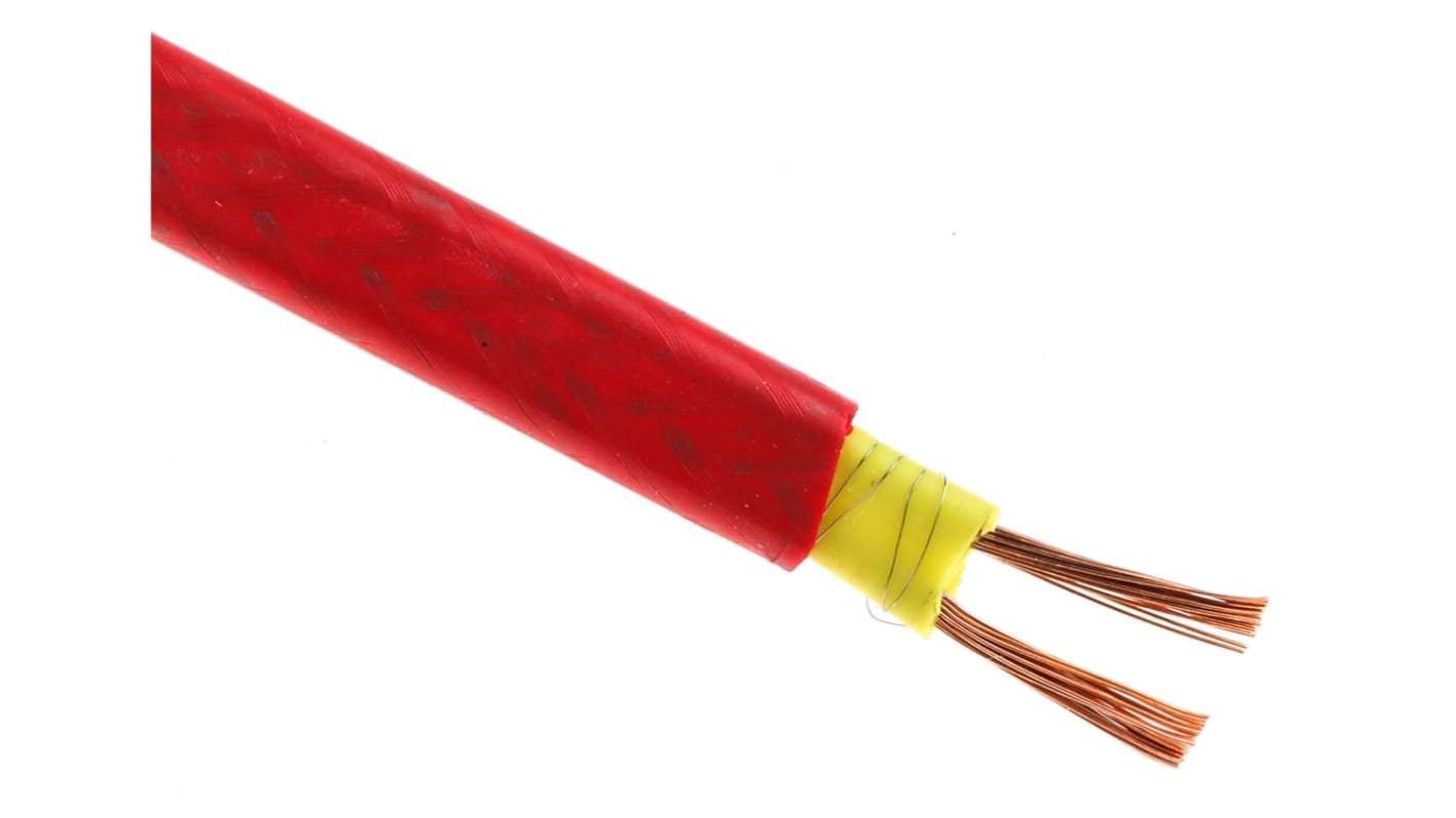 Kabel grzewczy wydajność: 15W/m długość 50m 240V ac +200°C RS PRO Guma silikonowa