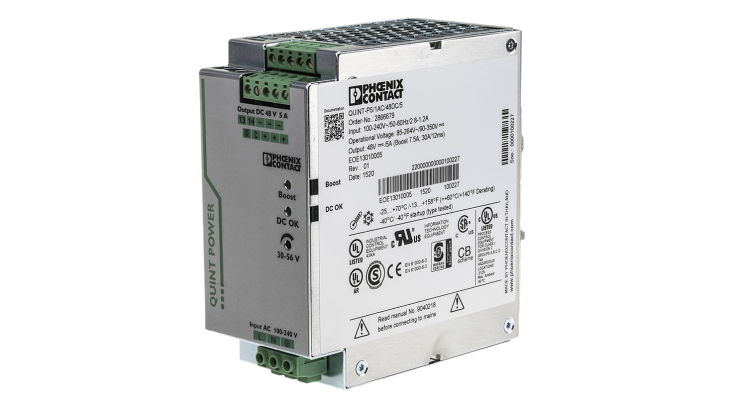 Alimentation pour rail DIN Phoenix Contact QUINT-PS/1AC/48DC/ 5, 48V c.c.out 5A, 240W