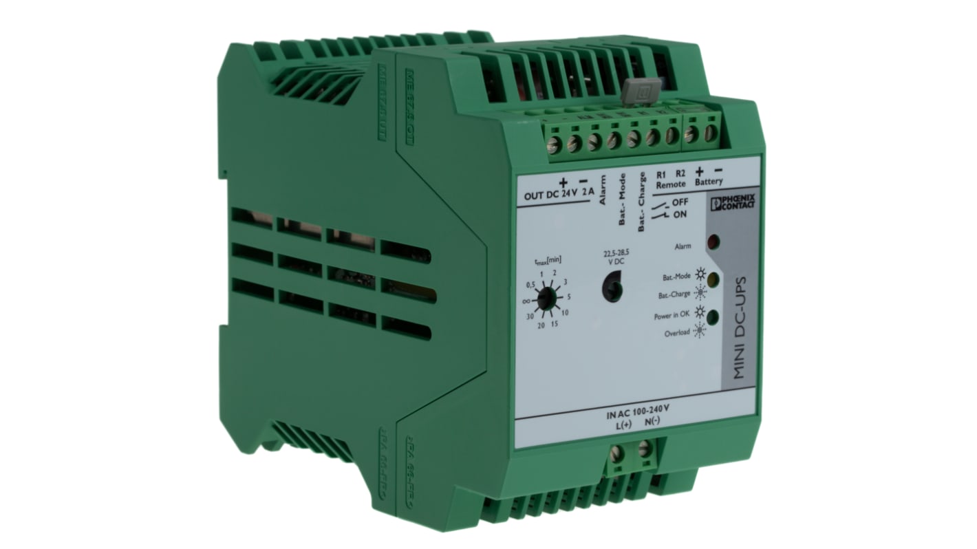 Phoenix Contact 85 → 264 V ac, 100 → 350V dc Input DIN Rail Uninterruptible Power Supply (48W)