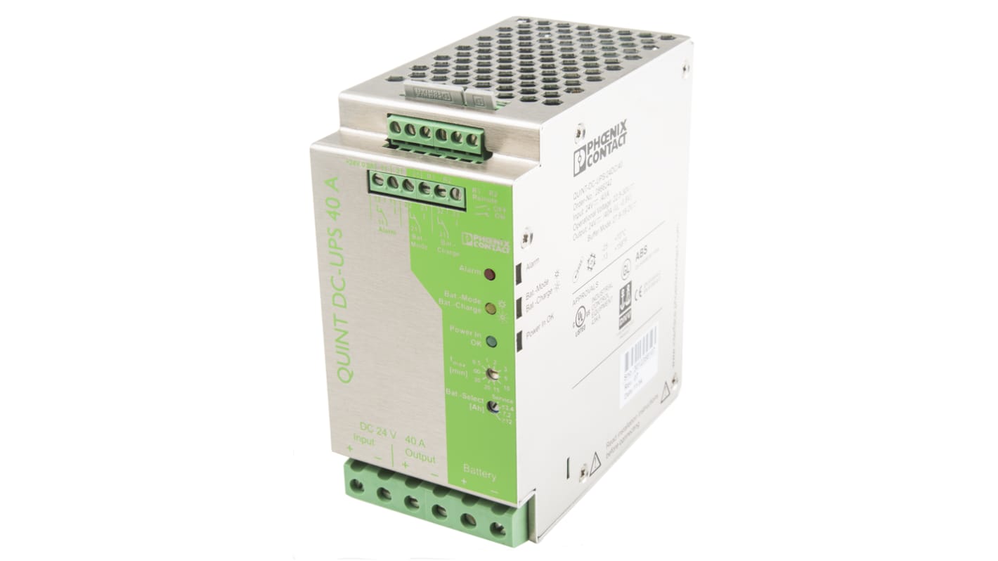 Phoenix Contact 22.5 → 30V dc Input DIN Rail Uninterruptible Power Supply, QUINT-DC-UPS/24DC/40