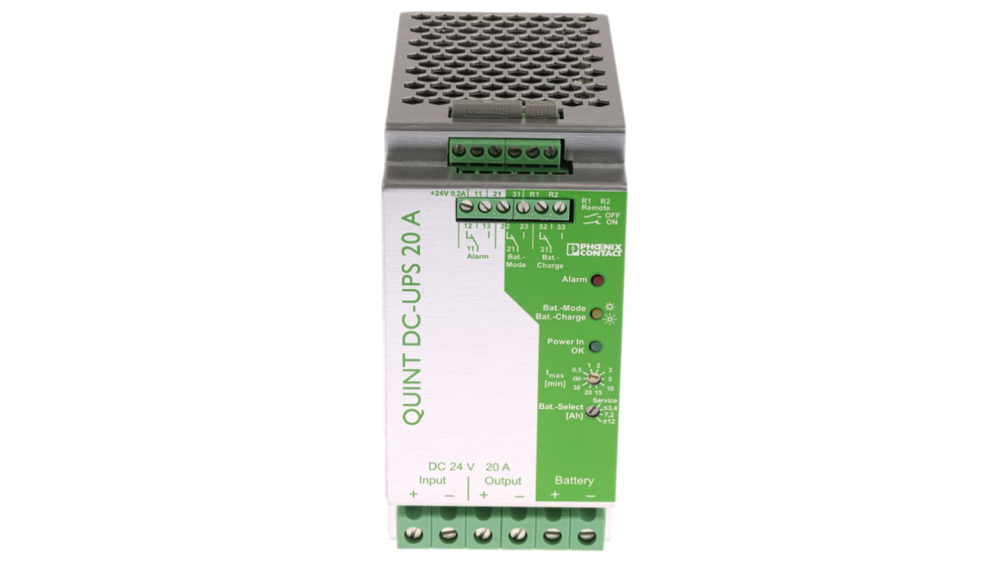 Fuente de alimentación ininterrumpida QUINT-DC-UPS/24DC/20, 24V dc, montaje en carril DIN, alim. 24V dc