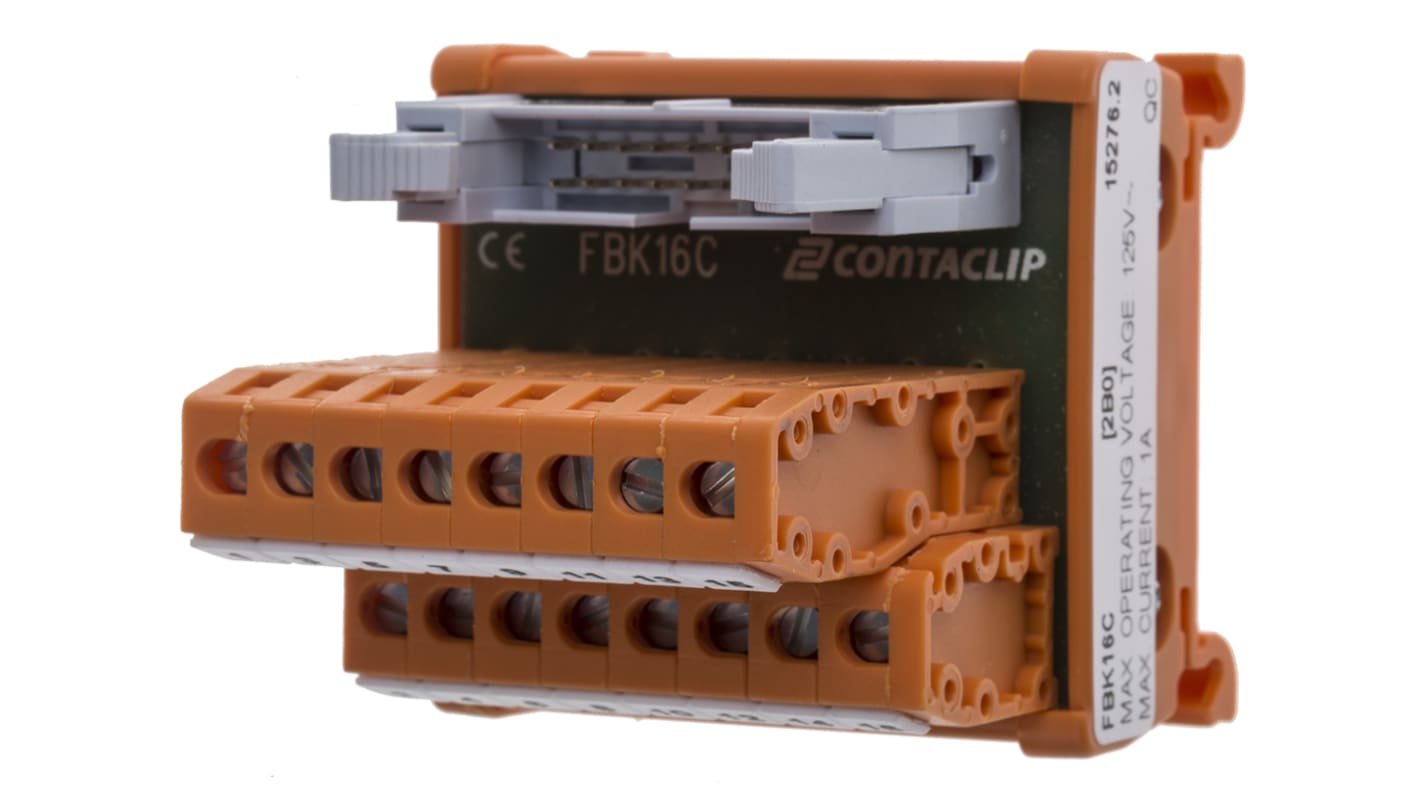 RS PRO 16-Contact Male Interface Module, Flat Ribbon Cable Connector, DIN Rail Mount, 1A