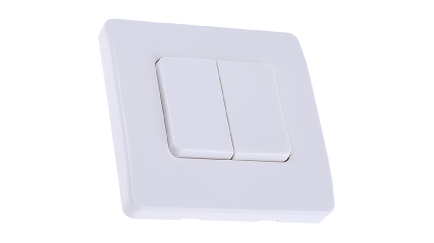 MK White Rocker Light Switch, 2 Gang, Logic Plus