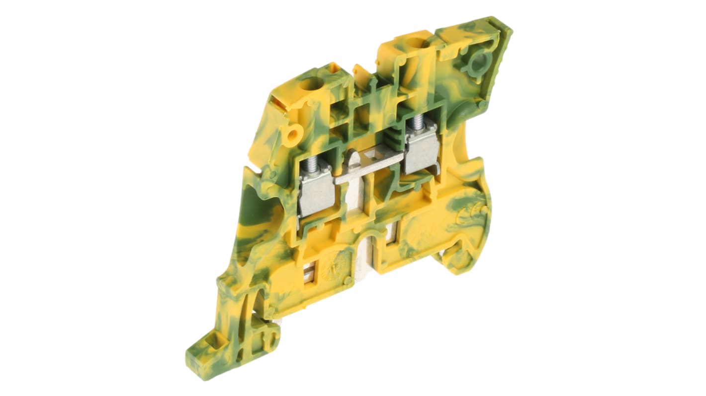 Entrelec ZS4 Series Green/Yellow Standard Din Rail Terminal, 4mm², Screw Termination, ATEX