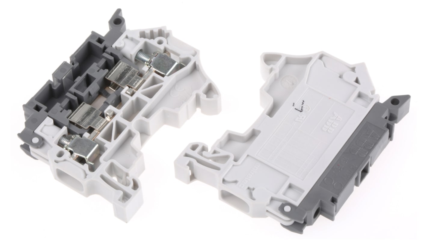 Entrelec SNK Series Grey Fused DIN Rail Terminal, 1.5 (stranded) mm², 4 (solid) mm², Screw Termination, Fused