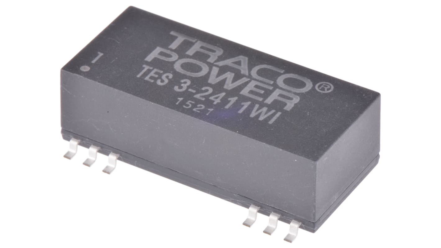 TRACOPOWER TES 3WI DC-DC Converter, 5V dc/ 600mA Output, 9 → 36 V dc Input, 3W, Surface Mount, +71°C Max Temp