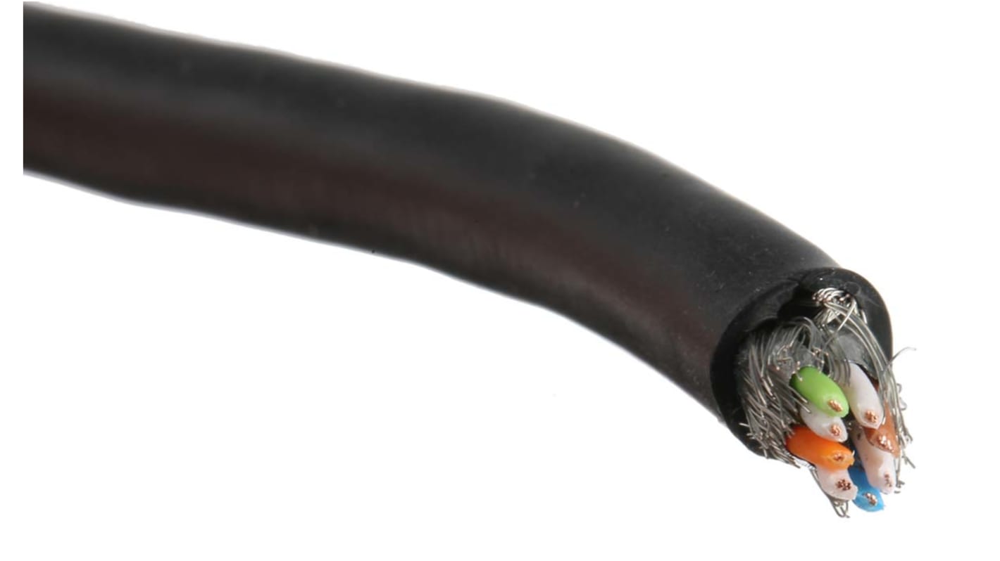 Cable Ethernet Cat6 S/FTP HARTING de color Negro, long. 100m, funda de PVC