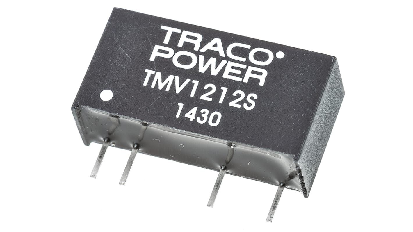 TRACOPOWER TMV DC-DC Converter, 12V dc/ 80mA Output, 10.8 → 13.2 V dc Input, 1W, Through Hole, +85°C Max Temp