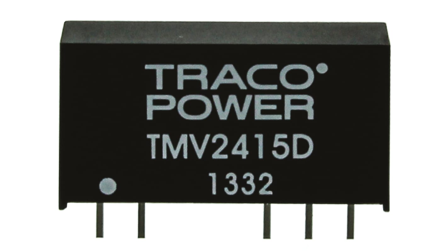 TRACOPOWER TMV DC-DC Converter, ±15V dc/ ±30mA Output, 21.6 → 26.4 V dc Input, 1W, Through Hole, +85°C Max Temp