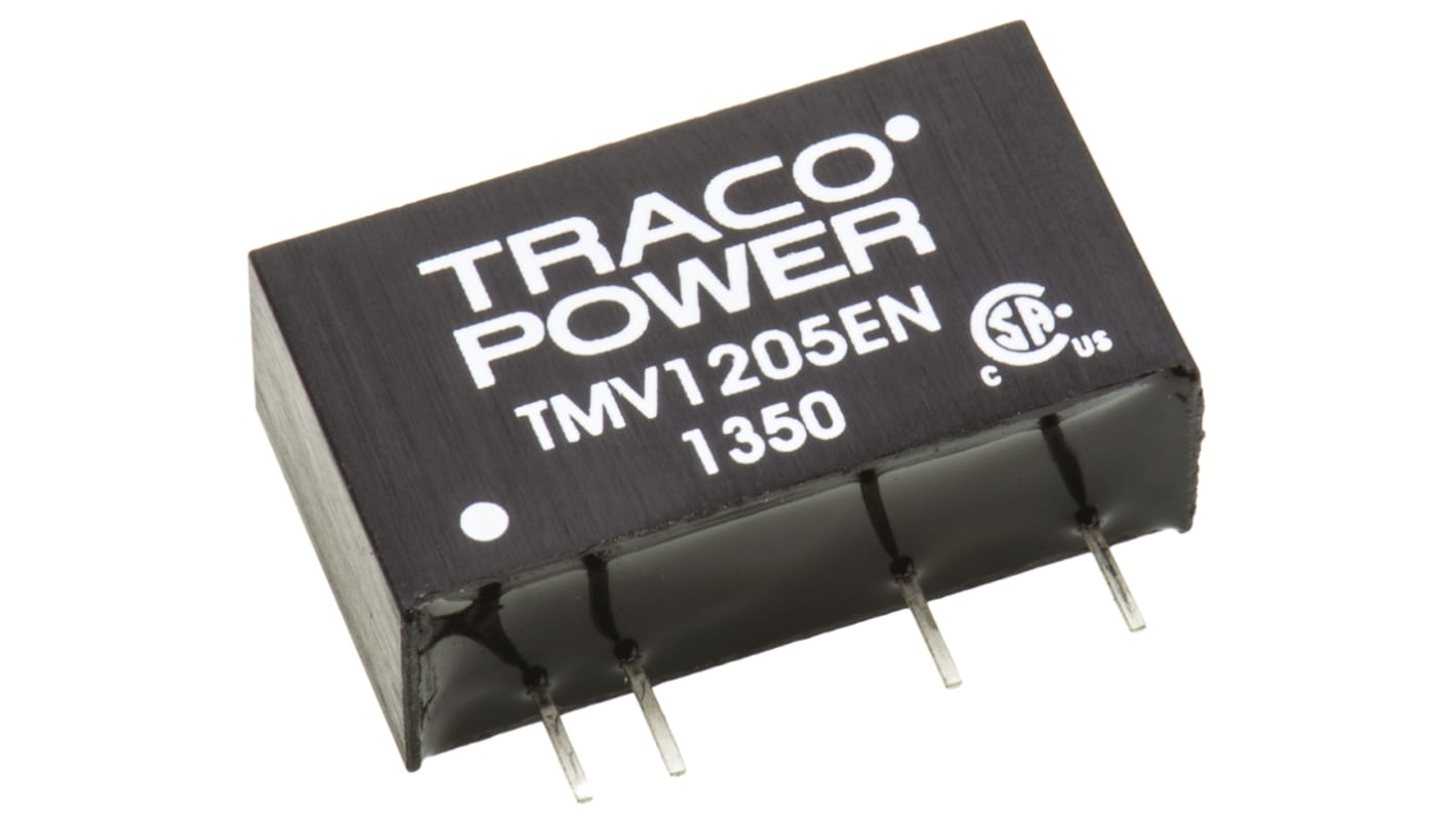 TRACOPOWER TMV EN DC-DC Converter, 5V dc/ 200mA Output, 10.8 → 13.2 V dc Input, 1W, Through Hole, +85°C Max Temp