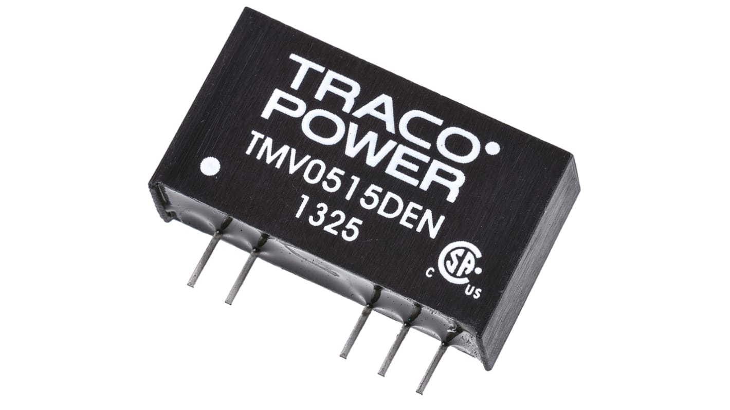 TRACOPOWER DC-DCコンバータ Vout：±15V dc 4.5 → 5.5 V dc, 1W, TMV 0515DEN