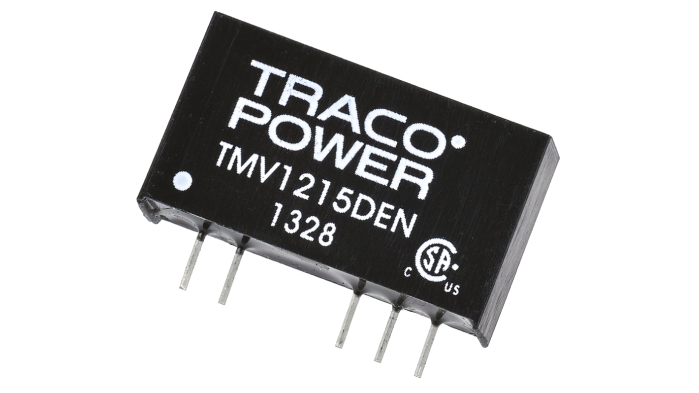 TRACOPOWER TMV EN DC-DC Converter, ±15V dc/ ±30mA Output, 10.8 → 13.2 V dc Input, 1W, Through Hole, +85°C Max