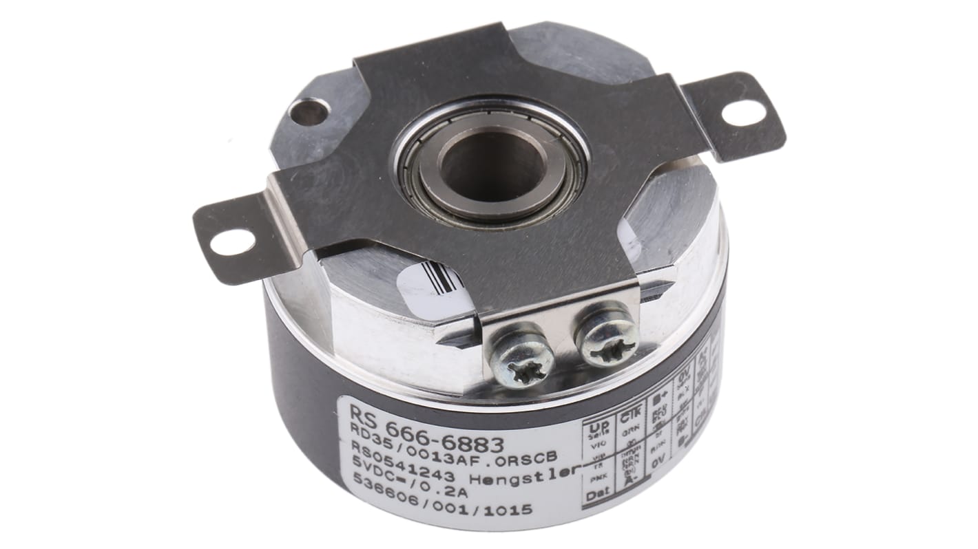 Encoder absoluto Hengstler serie AC35, 2048 impulsos/rev, 10000rpm máx., interfaz SSI-Gris, salida Gray, SSI, 5 Vdc,