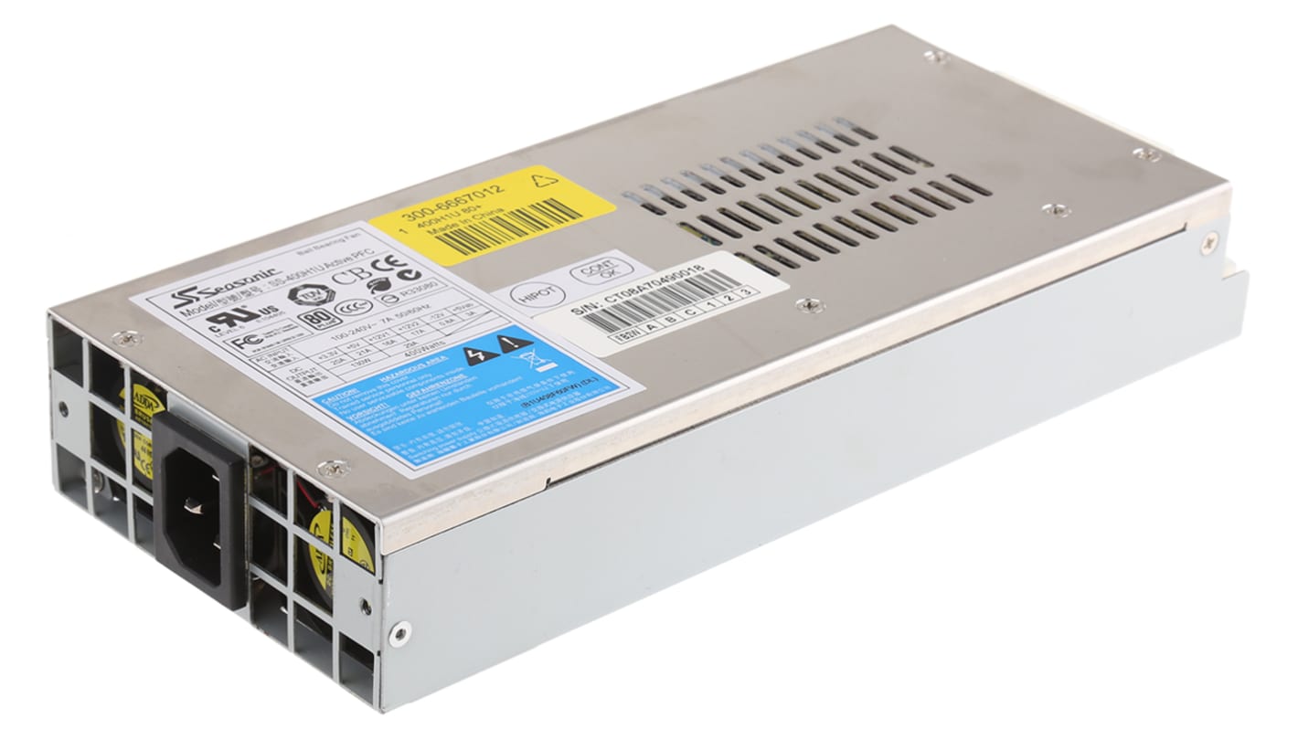 PC-strømforsyning, 400W, Indgang: 90 → 264V ac, Udgang: , Udgang: 3.3 V dc, 5 V dc, ±12 V dc