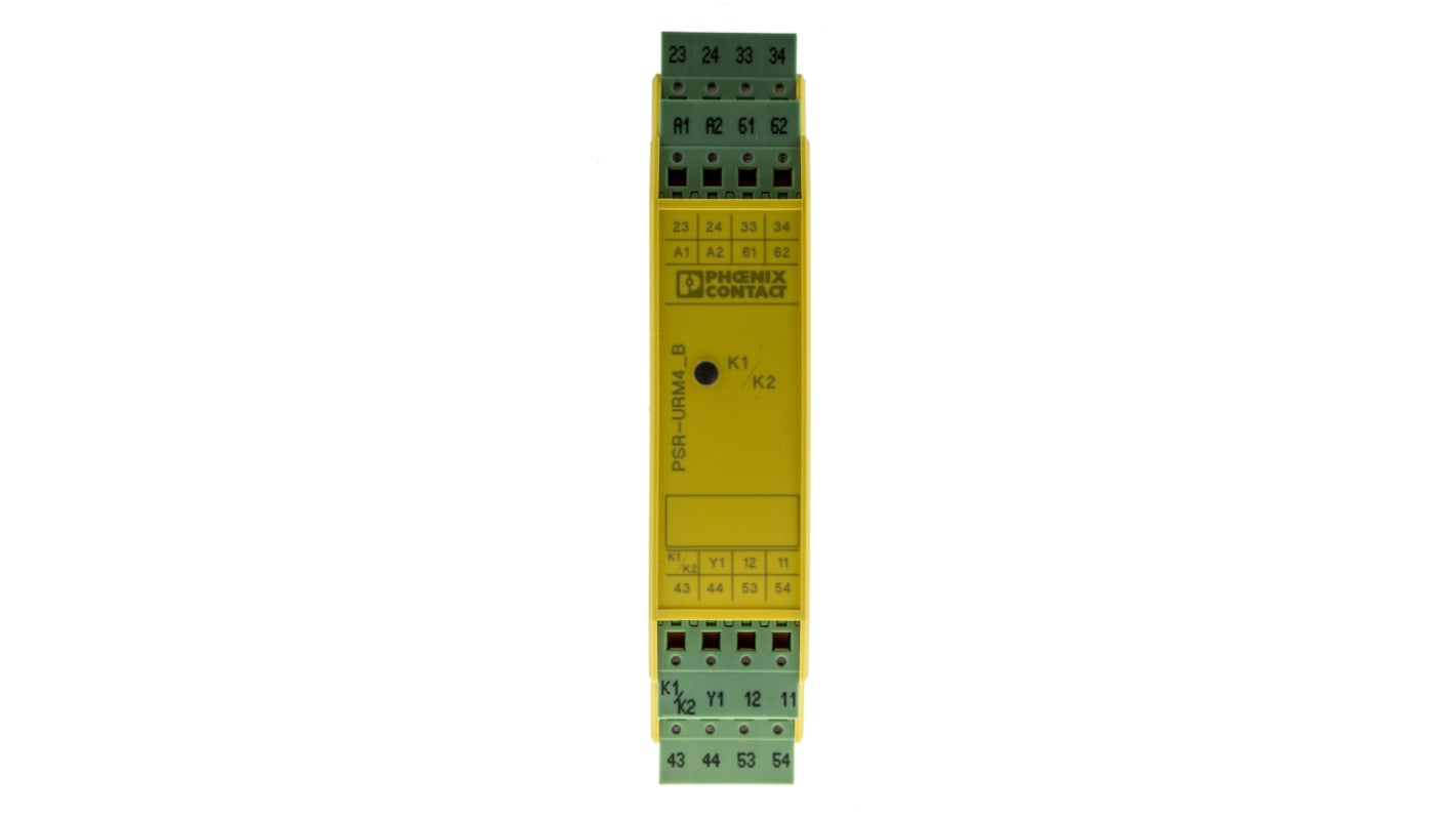 Relé de seguridad Phoenix Contact PSR-SPP- 24DC/URM4/4X1/2X2/B de 1 canal, para Módulo de expansión, 24V dc, cat. seg.