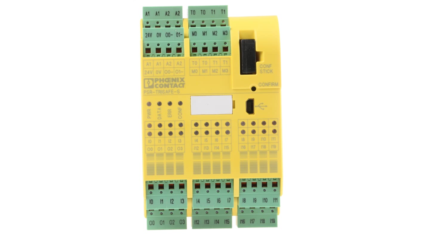 Phoenix Contact PSR-TRISAFE PSR-SPP- 24DC/TS/S Series Safety Controller, 20 Safety Inputs, 6 Safety Outputs, 24 V dc