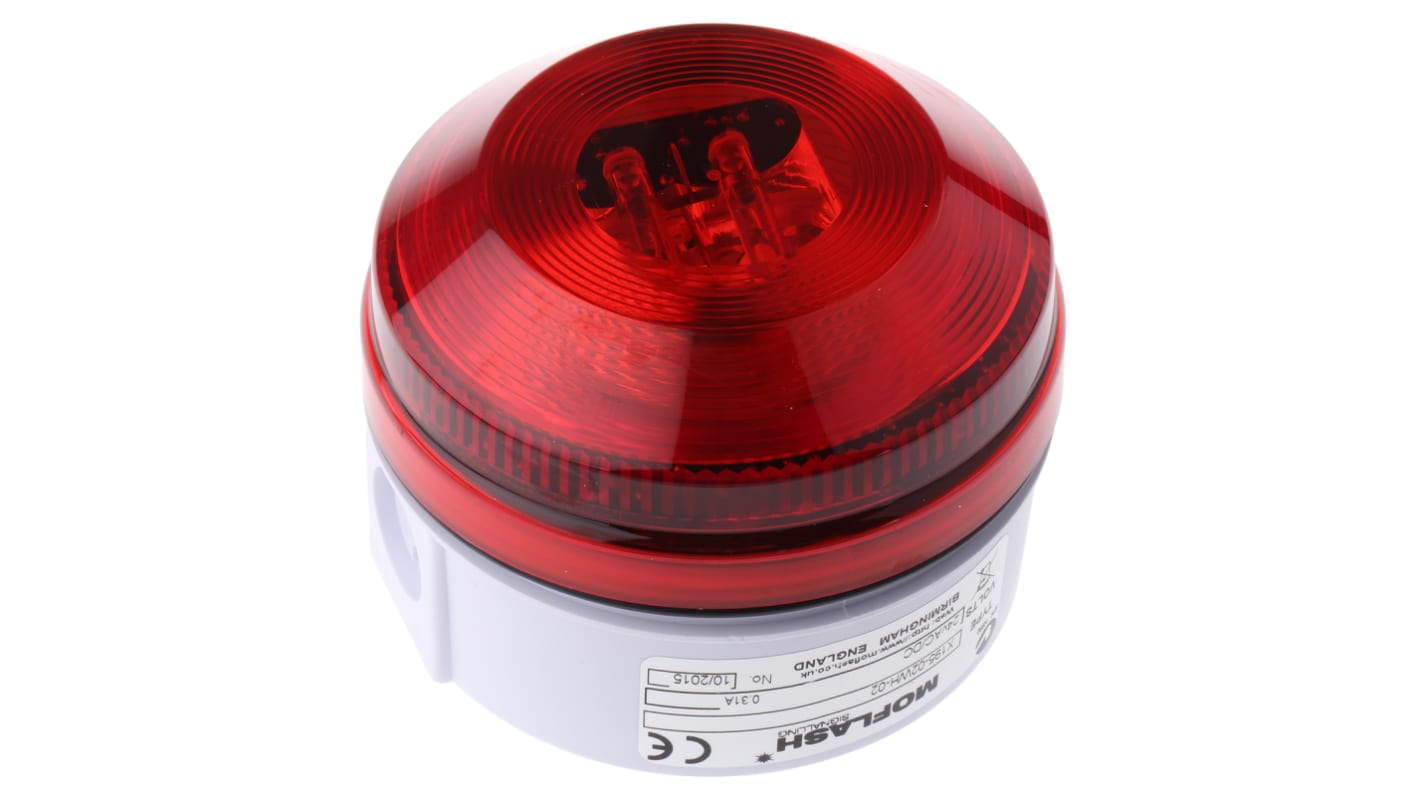 Moflash X 195 Series Red Flashing Beacon, 15 → 28 V ac/dc, Surface Mount, Xenon Bulb