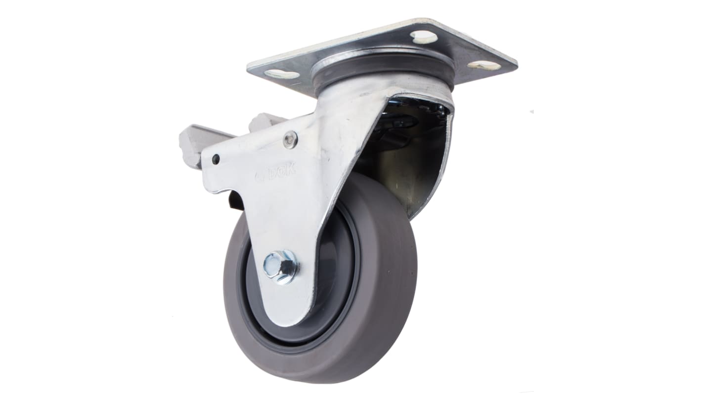 RS PRO Braked Swivel Castor Wheel, 75kg Capacity, 100mm Wheel