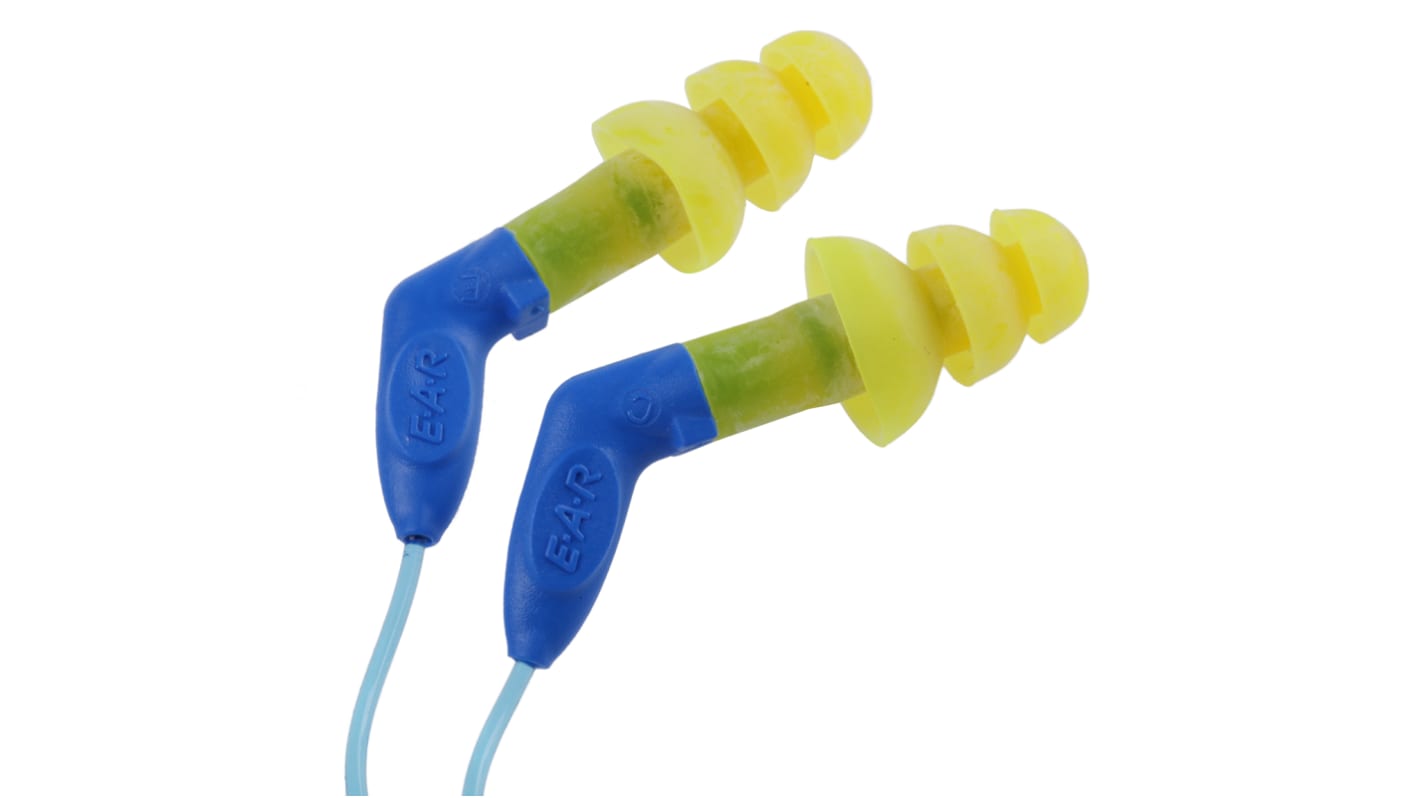 Tappi per orecchie  riutilizzabili in Polimero 3M E.A.R, SNR 33dB, conf. da 50 coppie Con filo, col. Blu, Giallo