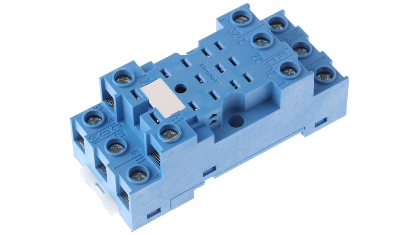 Finder 94 11 Pin 250V ac DIN Rail Relay Socket, for use with 55.33